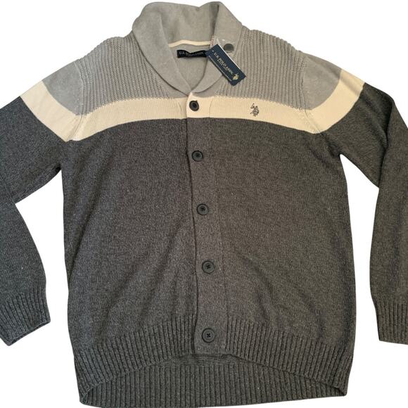 U.S. Polo Assn. Men's Size L Button Front knit Long Sleeve Cardigan Sweater New - Picture 10 of 15
